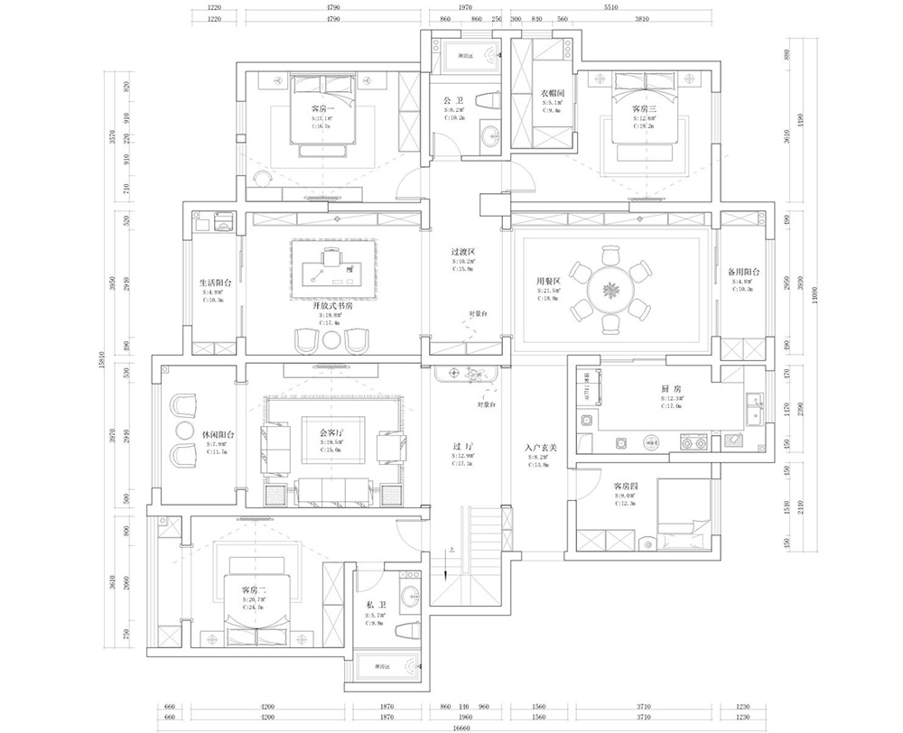 新中式別墅大宅裝修設計-首層布局圖